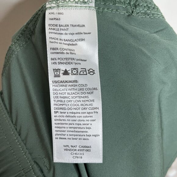 Eddie Bauer Traveler Ankle Pants Green Womens XXL Lightweight UPF 50 - Picture 10 of 11